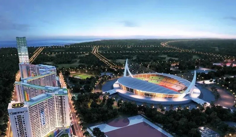 援建柬埔寨體育場 索網張拉圓滿完成