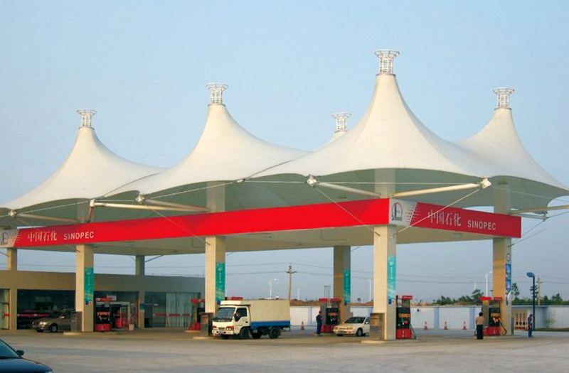 膜結構加油站有什么優點？為什么加油站頂棚優先選擇膜結構？