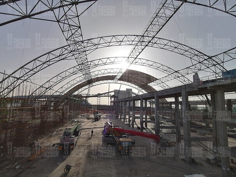 內蒙能源長城五礦選煤廠鋼骨架膜棚建設項目膜結構安裝中