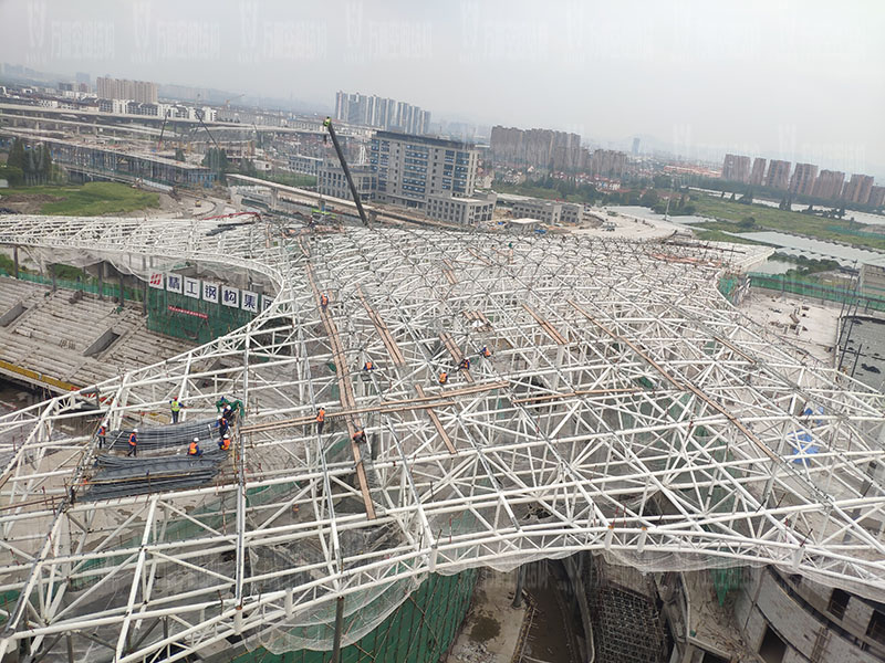 杭州亞運會棒（壘）球體育文化中心膜結構項目鋼結構接近尾聲