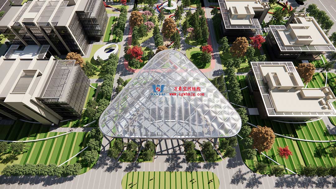 山東高端化工研究院下沉廣場(chǎng)天幕施工邁入關(guān)鍵階段