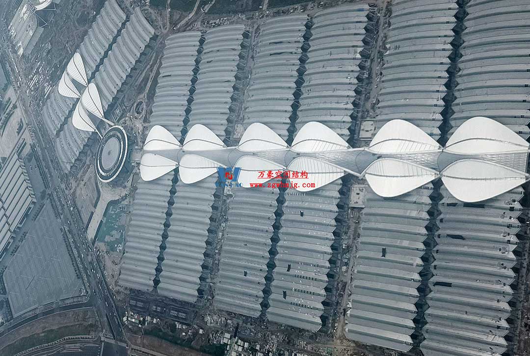 鄭州中原高鐵港數字展貿城ETFE膜結構 PTFE膜結構工程